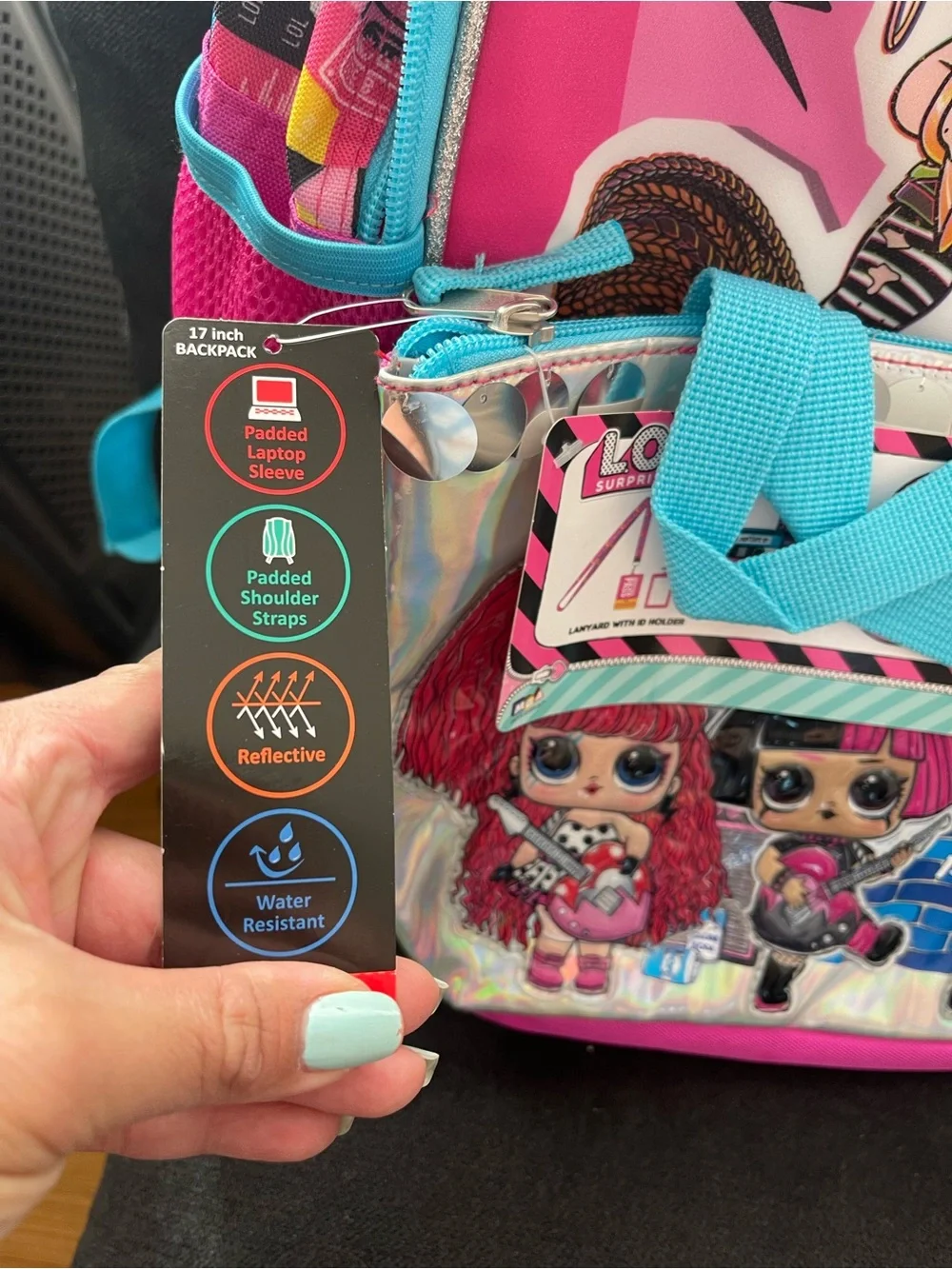 L.O.L. Surprise! Holographic Kids Backpack in Pink & Teal